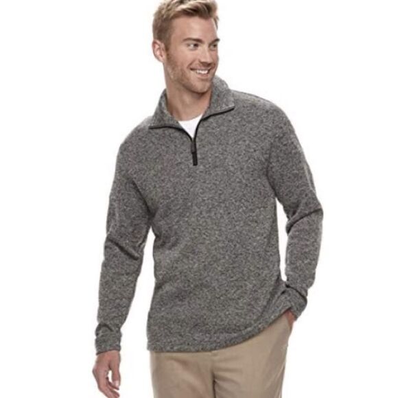 Haggar Men's Classic-Fit Fleece Quarter-Zip Pullover Sweater Size Large - Picture 1 of 9